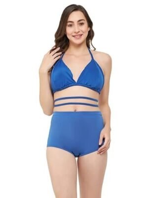 Clovia Women's Padded Halter Neck Bikini Top & High Waist Bikini Bottoms