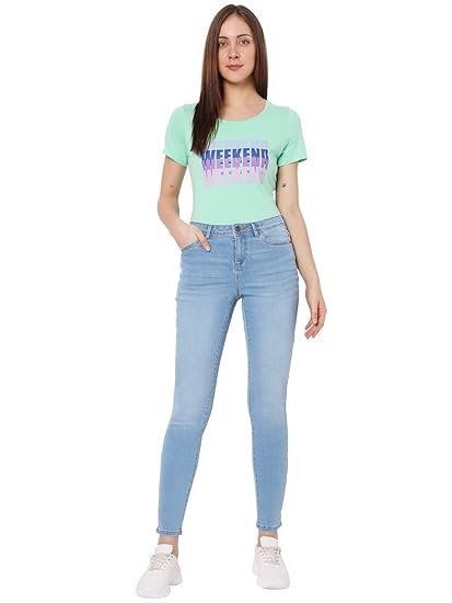 Women's Skinny Jeans - Washed Blue