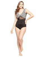 Clovia Women's Print Me Pretty Two Piece Swimsuit in Black in Black